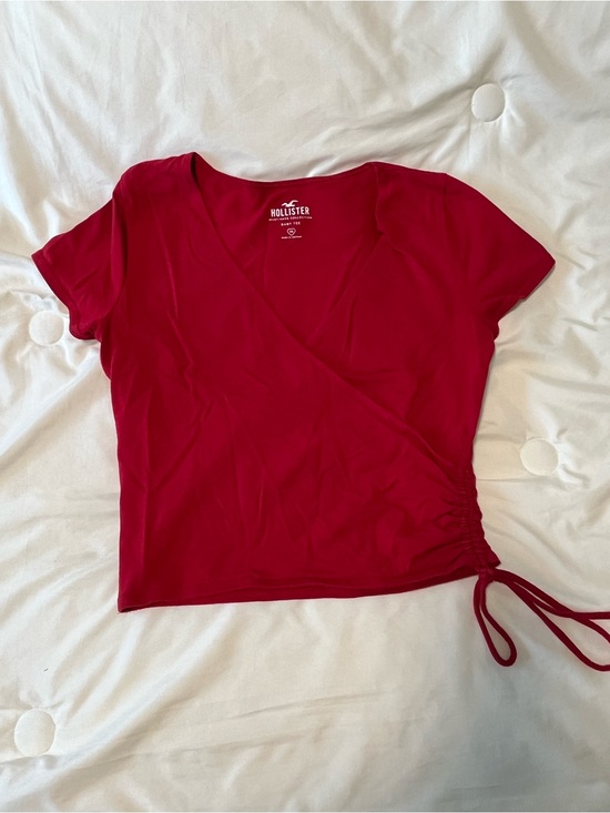 Hollister Tops - Hollister Red Side-Tie Wrap Short Sleeve Top Size Medium